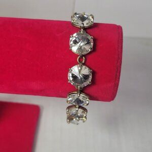 Stella & Dot Brilliant Cut Crystal Silver-Tone Chain Bracelet With Lobster Clasp